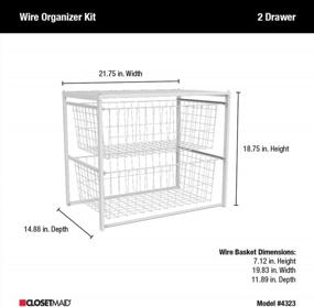 img 1 attached to Белый органайзер для проволочной корзины с 2 ящиками и полкой - прочная стальная конструкция и простая сборка для кладовой, шкафа, одежды, постельного белья | ШкафГорничная