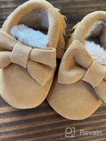 img 5 attached to Bebila Baby Moccasins For Girls Boys - Fur Fleece Lined Baby Shoes Autumn Winter Warm Genuine Leather Infants Slippers With Rubber Sole