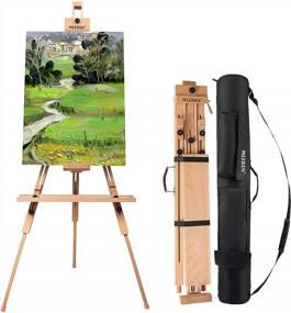img 4 attached to 44"" Portable Painting Artist Easel - MEEDEN Tripod Field Painting Easel W/ Carrying Case, Solid Beech Wood Universal Tripod Easel For Painters Students & Landscape Artists