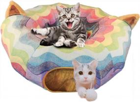 img 4 attached to Cat Heaven At Home! Get Your Furry Friend This Amazing 3-Way Collapsible Tunnel Bed With Ball Toy And Peek Hole For Fun Playtime And Exercise.