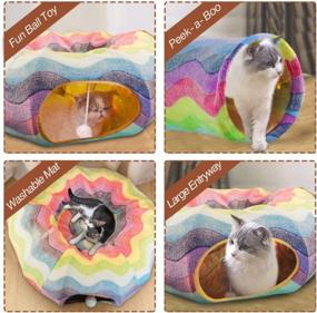 img 3 attached to Cat Heaven At Home! Get Your Furry Friend This Amazing 3-Way Collapsible Tunnel Bed With Ball Toy And Peek Hole For Fun Playtime And Exercise.