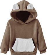 🧥 cute sherpa fuzzy hoodies pullover fleece sweatshirts tops with pocket and ear for toddler girls and boys logo