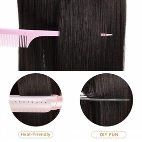 img 1 attached to Преобразите свои волосы с помощью REECHO 12" Synthetic Hair Topper Wiglet Enhancer - средний пепельно-коричневый с прямой челкой и 3 зажимами