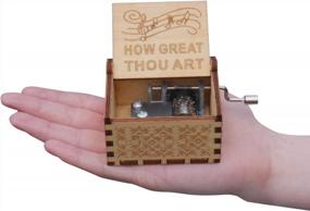 img 2 attached to Experience Heavenly Melodies With Epiphaneia Small How Great Thou Art Wood Music Box: Perfect Christian Gifts For Any Occasion!