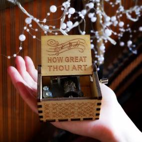 img 1 attached to Experience Heavenly Melodies With Epiphaneia Small How Great Thou Art Wood Music Box: Perfect Christian Gifts For Any Occasion!