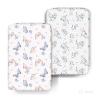 🦋 cosmoplus stretch pack n play sheets 2 pack, mini crib sheets sets fitted pack and play sheets playard sheets with ultra stretchy soft fabric in butterfly/dandelion designs logo