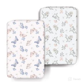 img 4 attached to 🦋 COSMOPLUS Stretch Pack n Play Sheets 2 Pack, Mini Crib Sheets Sets Fitted Pack and Play Sheets Playard Sheets with Ultra Stretchy Soft Fabric in Butterfly/Dandelion Designs