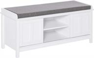 homcom white/grey adjustable shoe bench storage ottoman with 6 compartments and padded seat logo