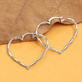 img 1 attached to LeCalla Antique Bamboo Hoop Earrings For Women Teen, Made Of 925 Sterling Silver And Light-Weight For Comfortable Wear