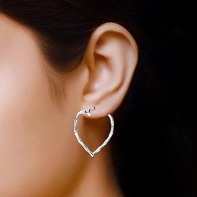 img 2 attached to LeCalla Antique Bamboo Hoop Earrings For Women Teen, Made Of 925 Sterling Silver And Light-Weight For Comfortable Wear