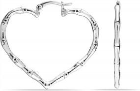 img 4 attached to Антикварные бамбуковые серьги-кольца LeCalla для женщин-подростков, изготовленные из стерлингового серебра 925 пробы и легкие для удобного ношения