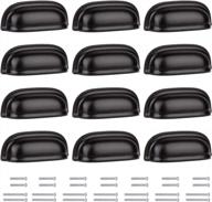 черные ручки для выдвижных ящиков и кухонные ручки - набор из 12, 2,5-дюймовых отверстий в центре для оптимального размещения логотип