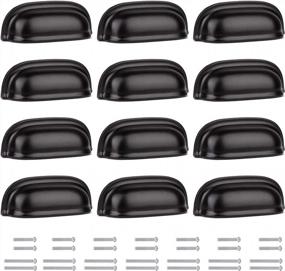 img 4 attached to Black Shell Handle Drawer Cabinet Pulls And Kitchen Knobs - Set Of 12, 2.5 Inch Hole Center For Optimal Placement