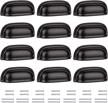 black shell handle drawer cabinet pulls and kitchen knobs - set of 12, 2.5 inch hole center for optimal placement logo