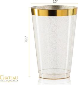 img 3 attached to 🥂 Premium 14 Oz Gold Glitter Plastic Cups with Gold Rim - Elegant, Sturdy, and Disposable Party Cups for Weddings, Birthdays, Anniversaries, and Social Events