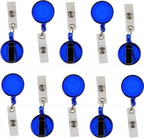 img 4 attached to 10 Pack Foretra Retractable Reel Badge ID Card Holder Clip On Translucent Blue