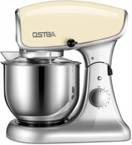 img 4 attached to Die-Cast Stand Mixer, 8 Speeds 600W OSTBA Food Stand Mixer, 5.5Qt Tilt-Head Kitchen Mixer, Dishwasher Safe Stainless Steel Mixing Bowl, Dough Hook, Egg Whisk, Mixer Beater, Splash Guard, Almond Cream