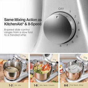 img 1 attached to Die-Cast Stand Mixer, 8 Speeds 600W OSTBA Food Stand Mixer, 5.5Qt Tilt-Head Kitchen Mixer, Dishwasher Safe Stainless Steel Mixing Bowl, Dough Hook, Egg Whisk, Mixer Beater, Splash Guard, Almond Cream