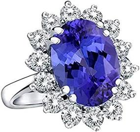 img 1 attached to 14K White Gold Princess Diana Ring With Genuine 4.00Ctw Diamond And AAA Grade Purple Tanzanite, AGI Certified For Enhanced Search Engine Visibility
