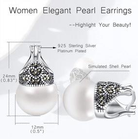 img 3 attached to Elegant Pearl Earrings: Milacolato 18K White Gold Plated Studs & Drop Earrings In Sterling Silver - Perfect Love Gifts For Women