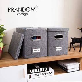 img 2 attached to Grey Linen Filing Storage Hanging File Folders With Lids - Set Of 4 Collapsible Decorative Office Cabinet Letter Size Boxes (14X9.3X10.8 Inch) By PRANDOM