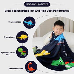 img 3 attached to Colorful Dinosaur Skateboard Toddler Blanket - Fluffy Flannel Boys' Throw Blanket For Kids Room Decor And Gift (Navy Blue, 50"X60") By ARTBECK