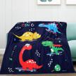 colorful dinosaur skateboard toddler blanket - fluffy flannel boys' throw blanket for kids room decor and gift (navy blue, 50"x60") by artbeck logo