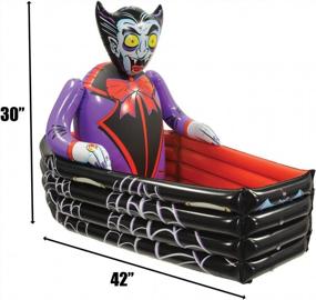img 2 attached to Inflatable Vampire And Coffin Happy Halloween Drink Cooler - Holds Up To 48 12-Ounce Cans - 30" X 3' 6" - Perfect Party Beverage Holder With Multicolor Design