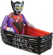 inflatable vampire and coffin happy halloween drink cooler - holds up to 48 12-ounce cans - 30" x 3' 6" - perfect party beverage holder with multicolor design logo