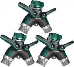 img 4 attached to 3-Pack 2Wayz Garden Hose Splitter - All Metal Heavy Duty Faucet Y Connector