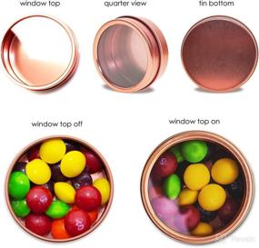 img 3 attached to 🌹 Mimi Pack 24 Pack 4 oz Shallow Round Tins with Clear Window Lids - Ideal Empty Tin Containers for Cosmetics, Party Favors, Food Storage, and More (Rose Gold)