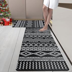 img 4 attached to Set Of 2 Anti-Fatigue Kitchen Mats By HiiARug - 18" X 30'' And 18" X 47'', Cushioned And Durable Kitchen Rugs And Mats, Non-Skid, Washable Standing Mat For Kitchen And Laundry Room, MX Black Color