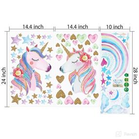 img 2 attached to 🦄 Large Rainbow Unicorn Star Heart Wall Decor Stickers for Baby Girls Room, Nursery, Bedroom - Set of 3 Sheets | Christmas & Birthday Party Decoration