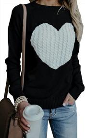 img 4 attached to Cute And Cozy: Nulibenna Women'S Cable Knit Pullover Sweaters With Heart Patch