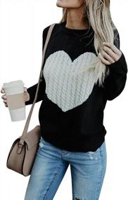 img 3 attached to Cute And Cozy: Nulibenna Women'S Cable Knit Pullover Sweaters With Heart Patch