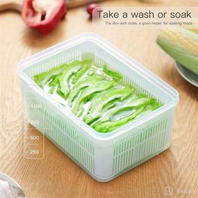 img 3 attached to MOPMS 1PCS 1.5L Produce Containers: Vegetable Fruit Colander Storage Bins with Draining Crisper and Strainers for Refrigerator