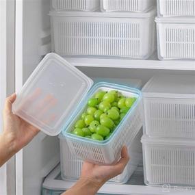 img 4 attached to MOPMS 1PCS 1.5L Produce Containers: Vegetable Fruit Colander Storage Bins with Draining Crisper and Strainers for Refrigerator