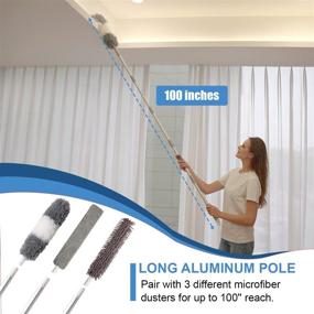 img 2 attached to 🧹 Dualeco's 6pcs Upgraded Extendable Duster Kit: High Reach Cleaning with 100" Extension Pole, Microfiber Feather Duster for Ceilings, Cars and More