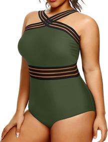 img 2 attached to Plus Size Women'S One Piece Tummy Control Swimsuit Crossover Strapless Monokini Bathing Suit
