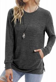 img 4 attached to Comfy And Chic: Toreel Women'S Side Split Sweatshirt With Pockets And Long Sleeves - Perfect For Leggings!