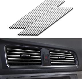 img 4 attached to 🚗 SINGARO 20-Piece Silver Car Air Conditioner Air Outlet Decorative Strips - Bendable DIY Universal Auto Interior Accessories