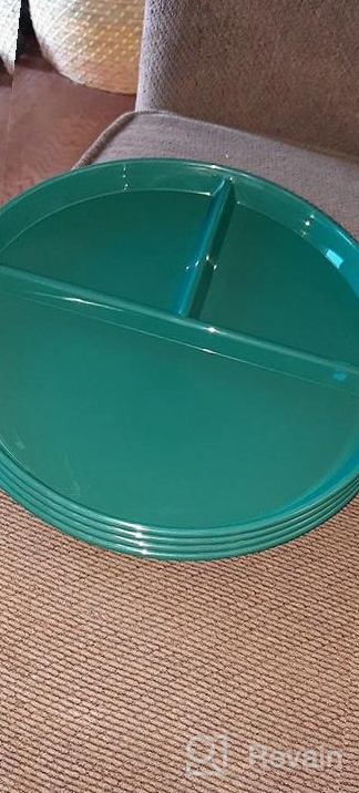 img 1 attached to 🍽️ 10 Inch Portion Control Plates (4 Pack) – Divided Plate for Adults – Bariatric Diet, Weight Loss, Healthy Eating – Reusable 3 Compartment Dinner Plate – Square Dark Green – Ideal for Portion Control and Balanced Meals review by Brandon Havlicek