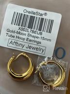 img 1 attached to 💫 Stylish Hollow Tube Hoop Earrings for Women & Girls - Gold/Silver Moon/Oval Shape with Snap Design review by Heather Artis