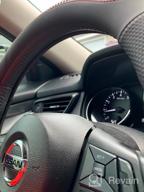 img 1 attached to 14.5-15 Inch D Shaped Steering Wheel Cover - Great Grip, 3D Honeycomb Anti-Slip Design & Flat Bottom: PINCTROT (Black/Red Stitch) review by Jeff Gopala