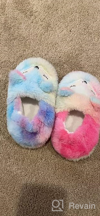 img 1 attached to Cute and Comfortable Cartoon Animal Toddler Slippers - Perfect Boys' Plush Shoes for Cozy Feet review by Todd Fernandez