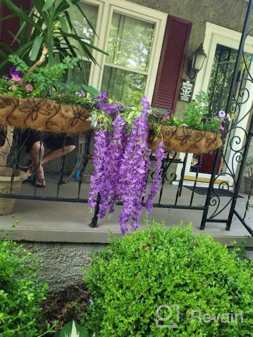 img 1 attached to 45In 3.7Ft Wisteria Artificial Flower Bushy Silk Vine Rattan Hanging Garland For Wedding Party Garden Outdoor Greenery Office Wall Decoration - 12 Pack (Purple) review by Jill Parrott