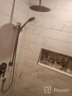 img 1 attached to Gabrylly Brushed Gold Wall Mounted Slide Bar Shower System With High Pressure 10" Rain Shower Head, 5-Setting Handheld Shower Set, And Valve Trim Diverter. review by Terry Gernes
