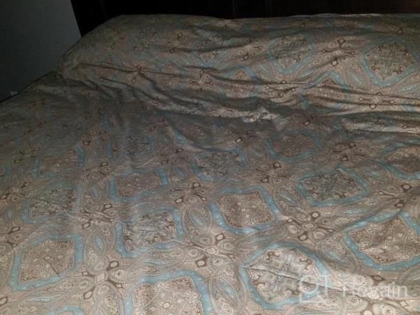 img 1 attached to Queen Size Cotton Bedding Set French Country Garden Toile Floral Printed Duvet Quilt Cover Asian Style Tapestry Pattern Chinoiserie Peony Blossom Tree Branches Multicolored Design - Mint Green review by Samuel Naidu