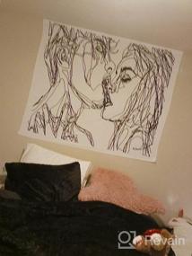 img 6 attached to Ruibo Women/Men Abstract Sketch Art Kiss Lovers Tapestry - черно-белая линия Art Wall Hanging Beach Throw (RB-K-2) 59" X 51