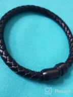 img 1 attached to FANCIME Men's Leather Beaded Bracelet | Braided Wrap Cuff with Stainless Steel Magnetic Clasp - Perfect Men's Gift for Father's Day & Beyond review by Kevin Ballard